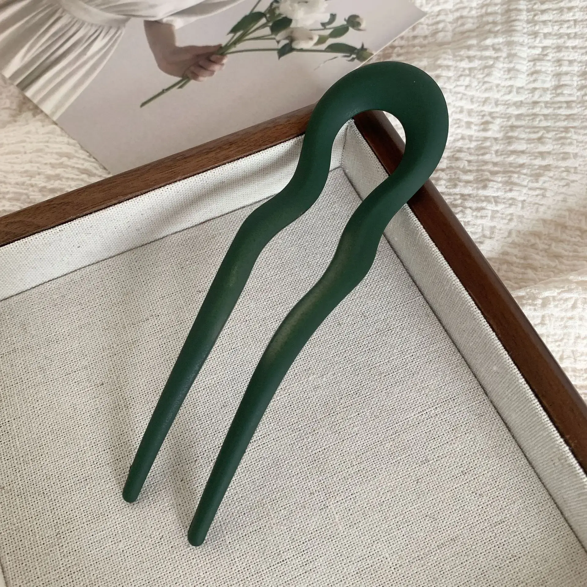 Green Frosted Hairpin for Women's Back Head Updo