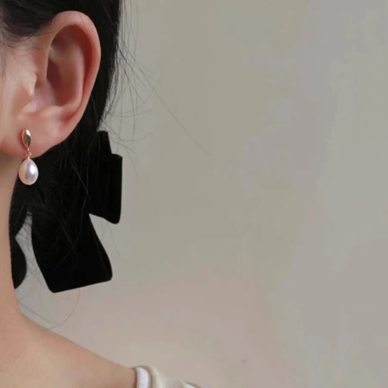Pearl Earrings Small Rice Beads 14K Gold Plated - Image 5