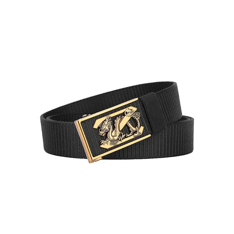 Men's Black Dragon Belt with Gold Buckle - Image 21