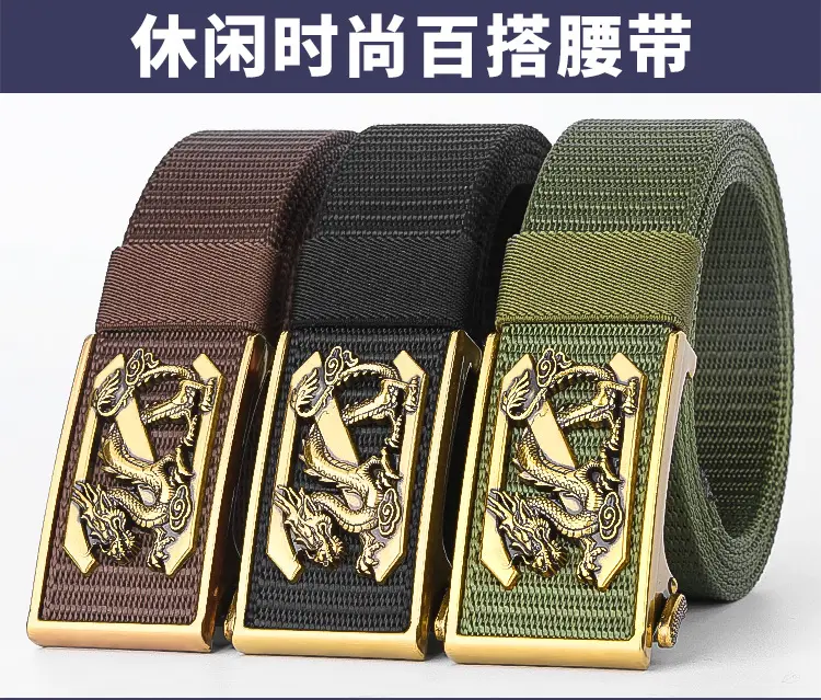 Men's Black Dragon Belt with Gold Buckle — feature 7