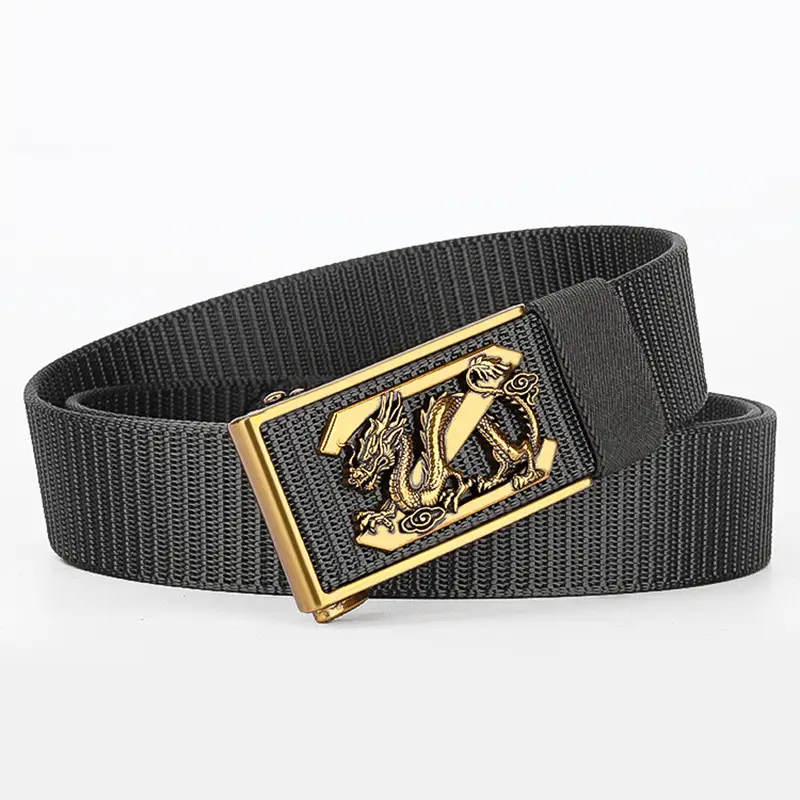 Men's Black Dragon Belt with Gold Buckle - Image 2