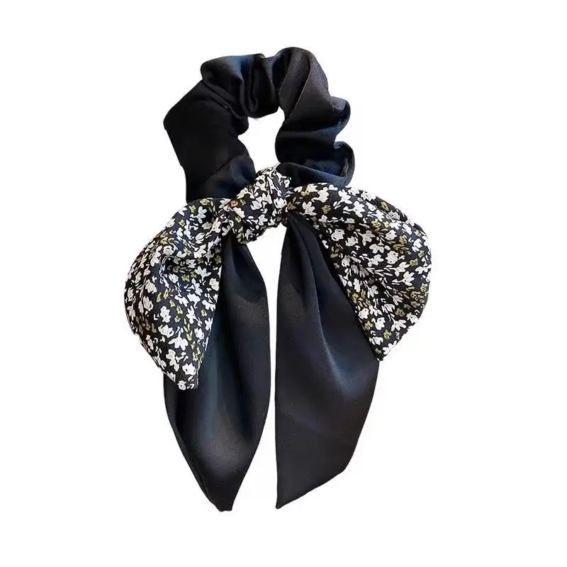 Korean Style Hair Tie with Floral Beads Black Coffee - Image 7