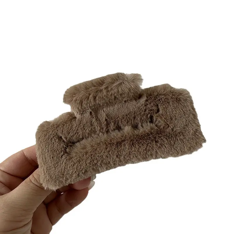 Furry Hair Clips for Women Autumn Winter Updo Shark Clip - Image 12