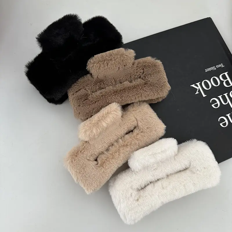 Furry Hair Clips for Women Autumn Winter Updo Shark Clip — feature 12