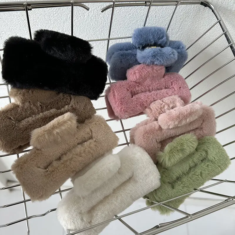 Furry Hair Clips for Women Autumn Winter Updo Shark Clip — feature 15
