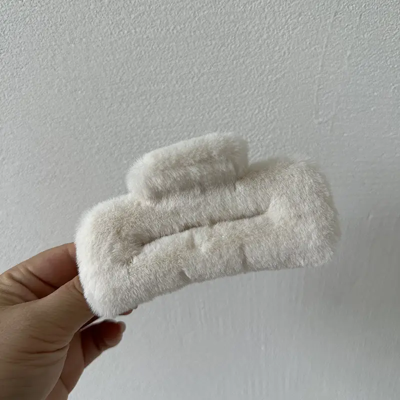 Furry Hair Clips for Women Autumn Winter Updo Shark Clip - Image 3