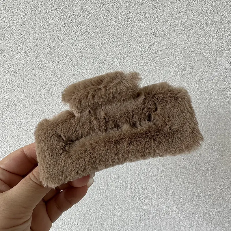 Furry Hair Clips for Women Autumn Winter Updo Shark Clip - Image 6
