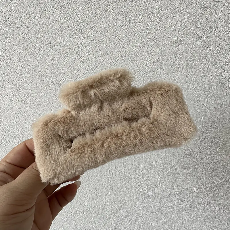 Furry Hair Clips for Women Autumn Winter Updo Shark Clip - Image 7