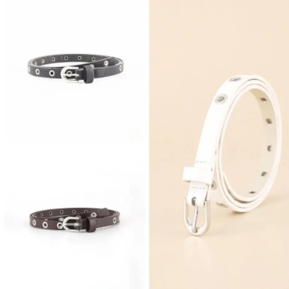 Women's Brown Leather Belt with Silver Buckle - Image 2