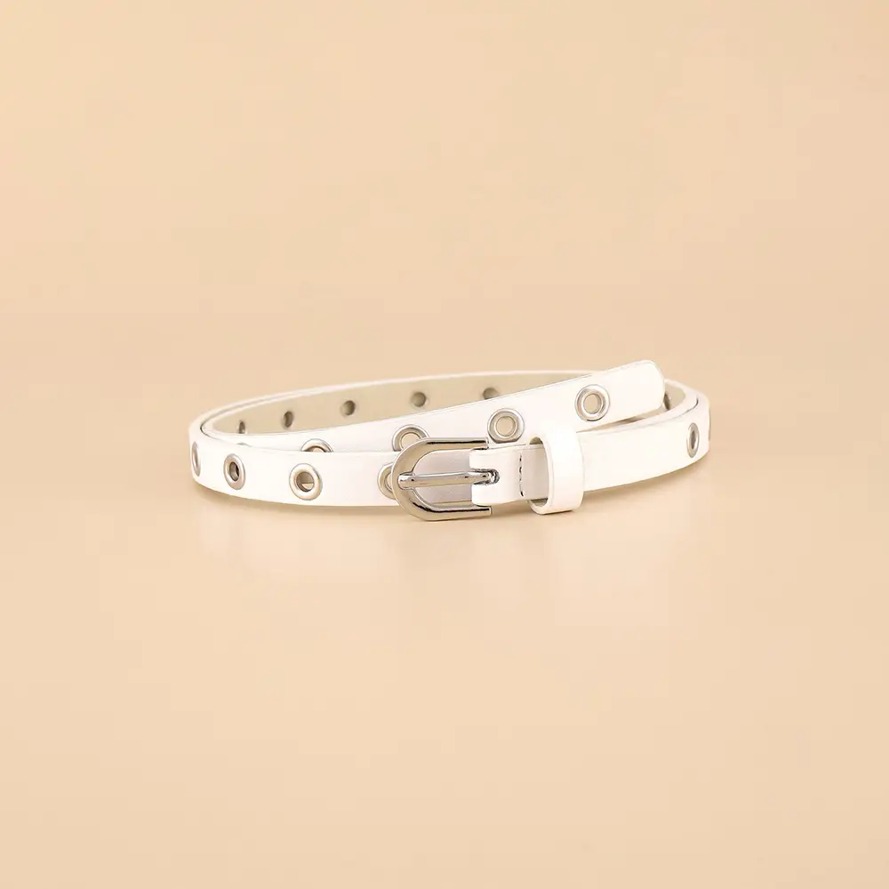 Women's Brown Leather Belt with Silver Buckle - Image 3