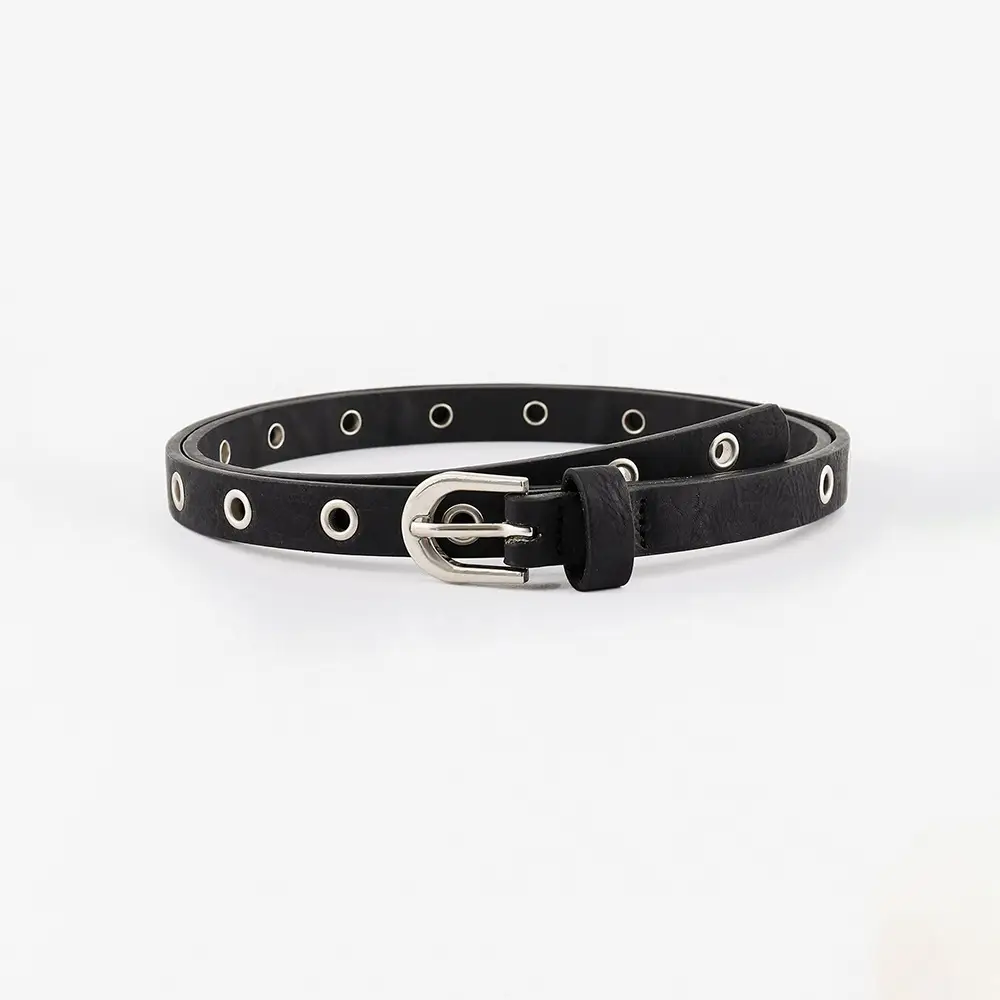 Women's Brown Leather Belt with Silver Buckle β feature 11