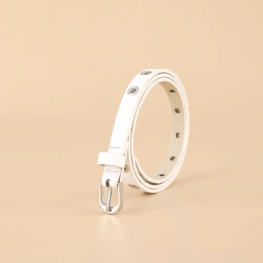 Women's Brown Leather Belt with Silver Buckle β feature 14