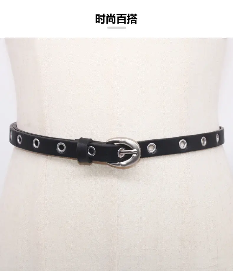 Women's Brown Leather Belt with Silver Buckle β feature 5
