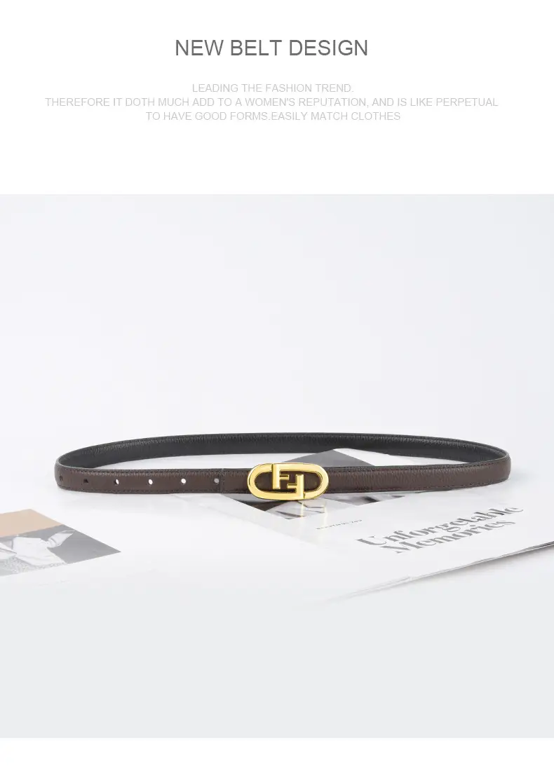 2023 Litchi Pattern Top Layer Cowhide Belt for Women β feature 14