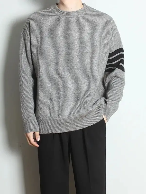 Men's Grey 2023 Sweater with Stripes