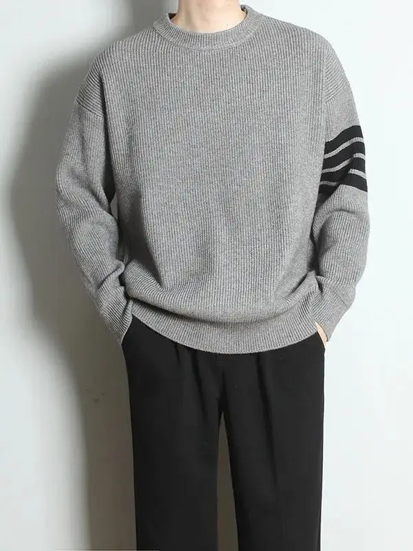 Men's Grey 2023 Sweater with Stripes