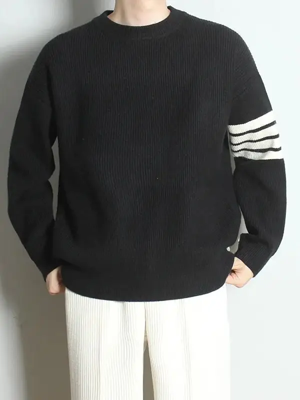 Men's Grey 2023 Sweater with Stripes