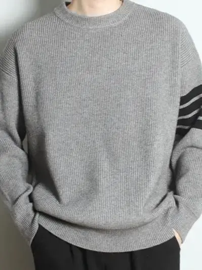 Men's Grey 2023 Sweater with Stripes