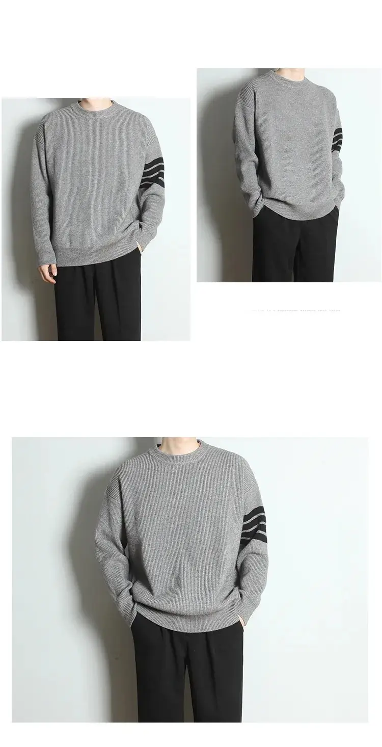Men's Grey 2023 Sweater with Stripes — feature 3