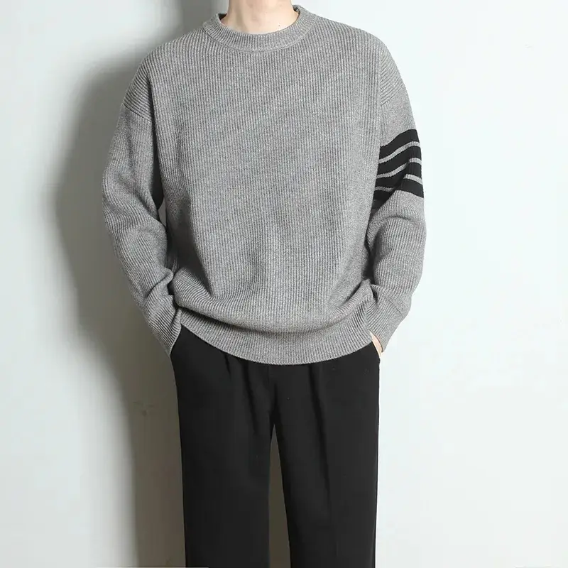 Men's Grey 2023 Sweater with Stripes