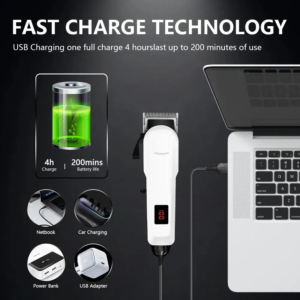 Rechargeable Electric Hair Clipper with Digital Display — feature 7