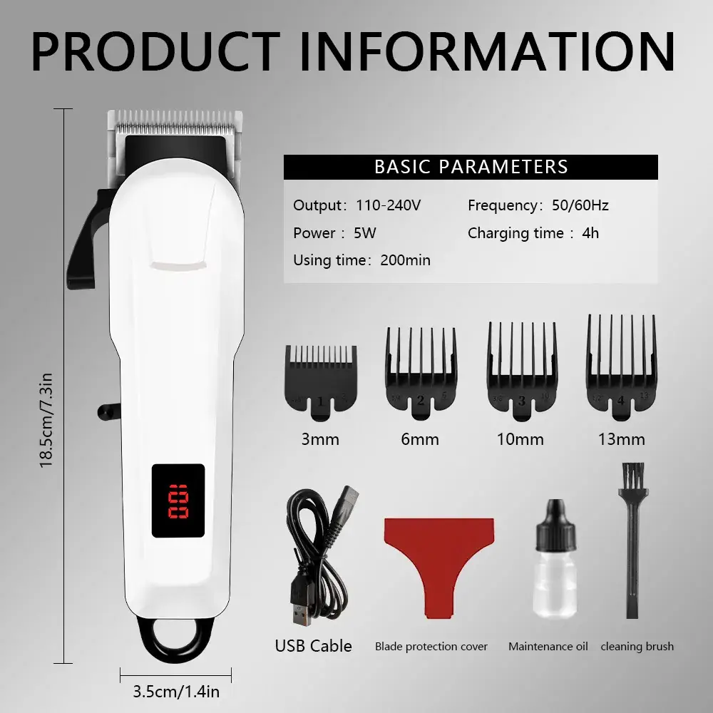 Rechargeable Electric Hair Clipper with Digital Display — feature 8