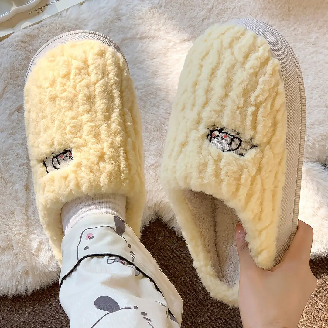 Lidani cute cotton slippers women's autumn and winter home 2023 new non-slip warm fleece-lined couple Mao Mao cotton shoes men - Image 2