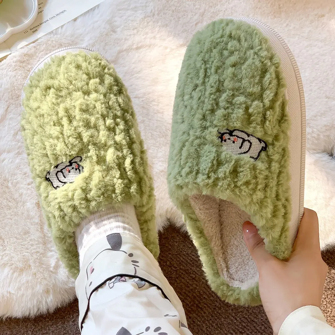 Lidani cute cotton slippers women's autumn and winter home 2023 new non-slip warm fleece-lined couple Mao Mao cotton shoes men - Image 4