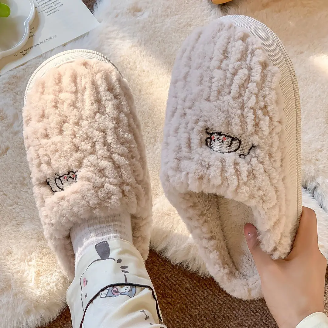 Lidani cute cotton slippers women's autumn and winter home 2023 new non-slip warm fleece-lined couple Mao Mao cotton shoes men - Image 5