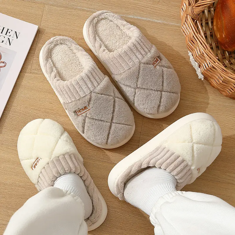 Cotton slippers men's winter indoor home bag heel thick bottom non-slip warm cute plush couple cotton shoes men's winter - Image 7