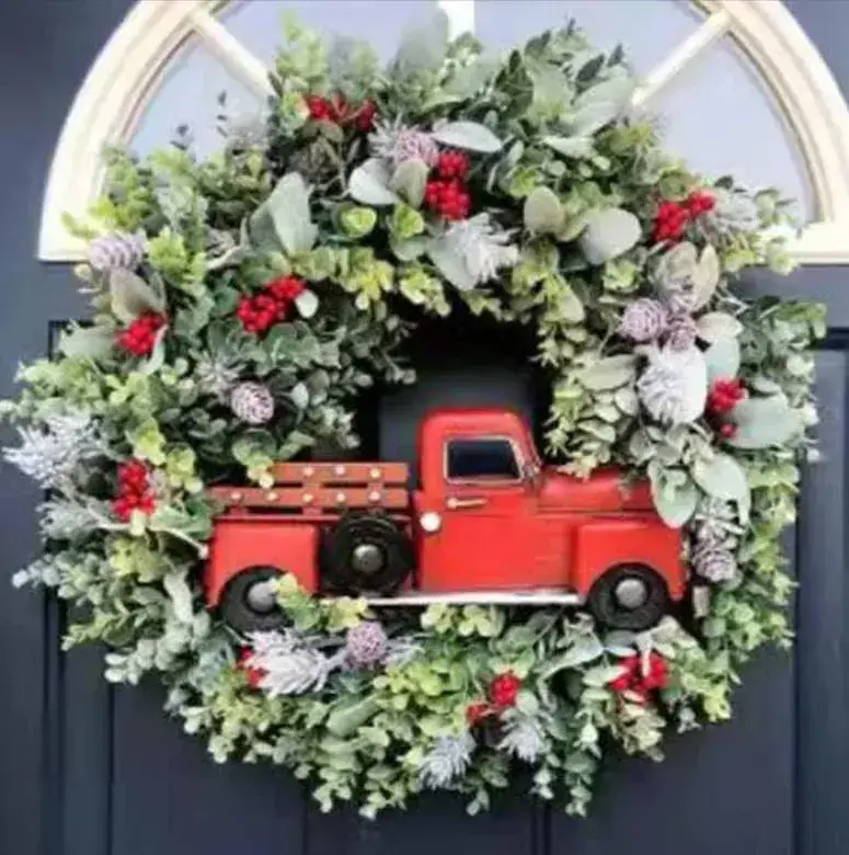 Red Truck Christmas Wreath Garland for Winter Decor - Image 9
