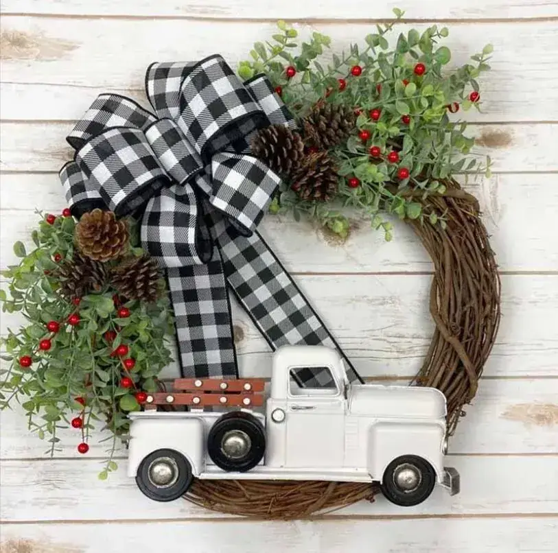 Red Truck Christmas Wreath Garland for Winter Decor - Image 10