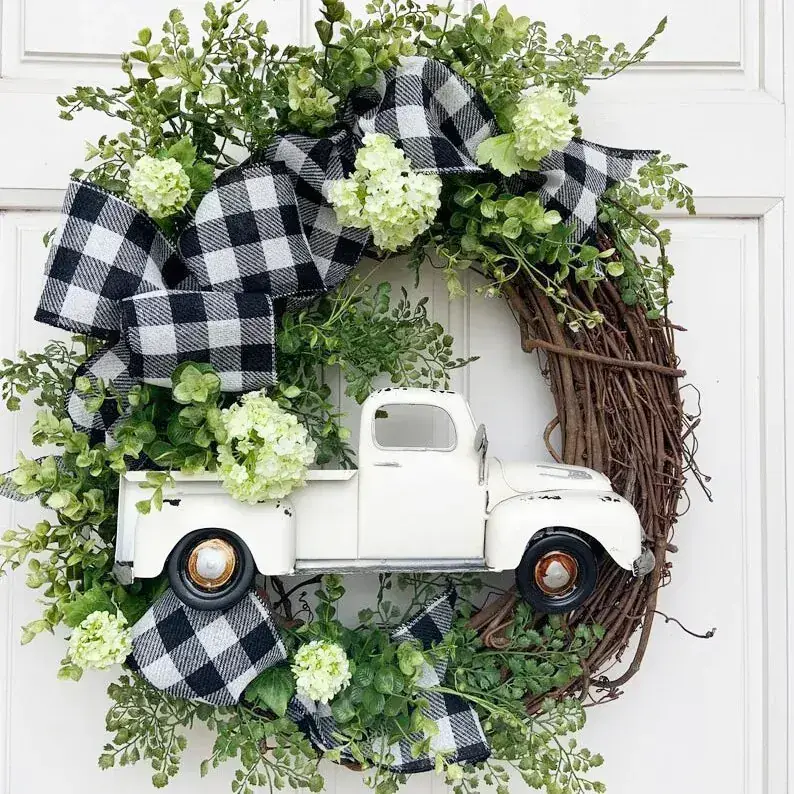 Red Truck Christmas Wreath Garland for Winter Decor - Image 2