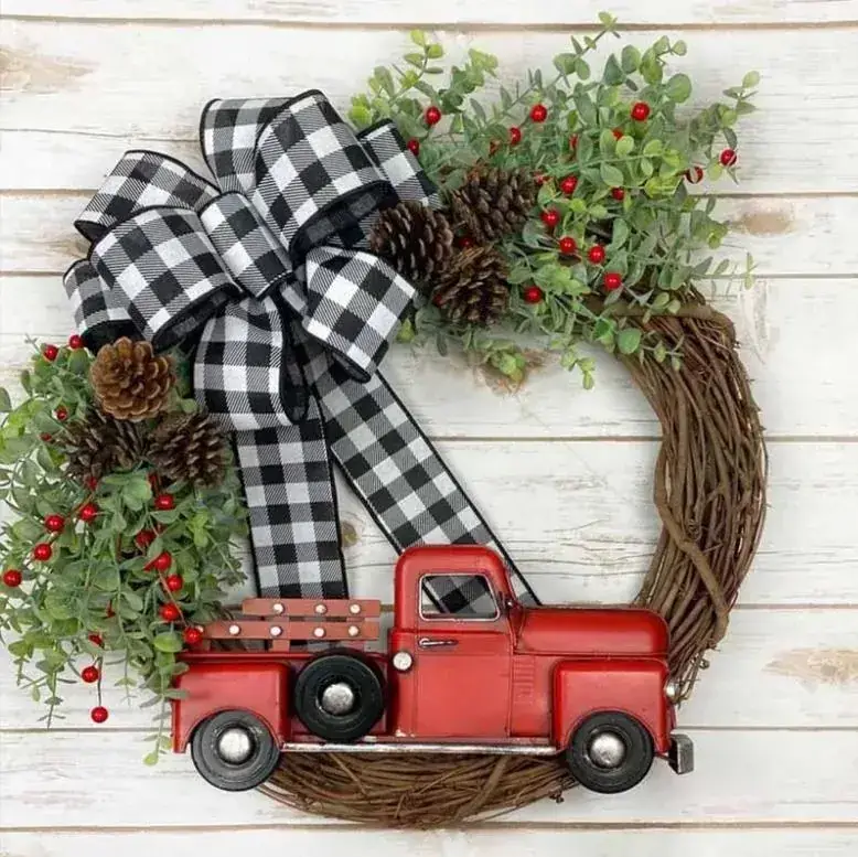 Red Truck Christmas Wreath Garland for Winter Decor - Image 5