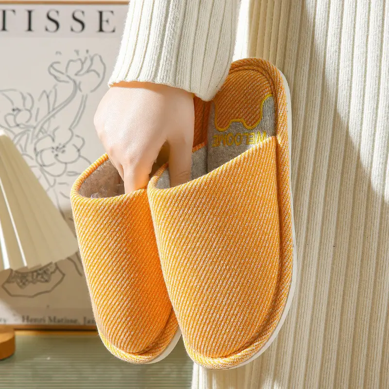 Women's Cotton Warm Slippers Orange 2023 - Image 7