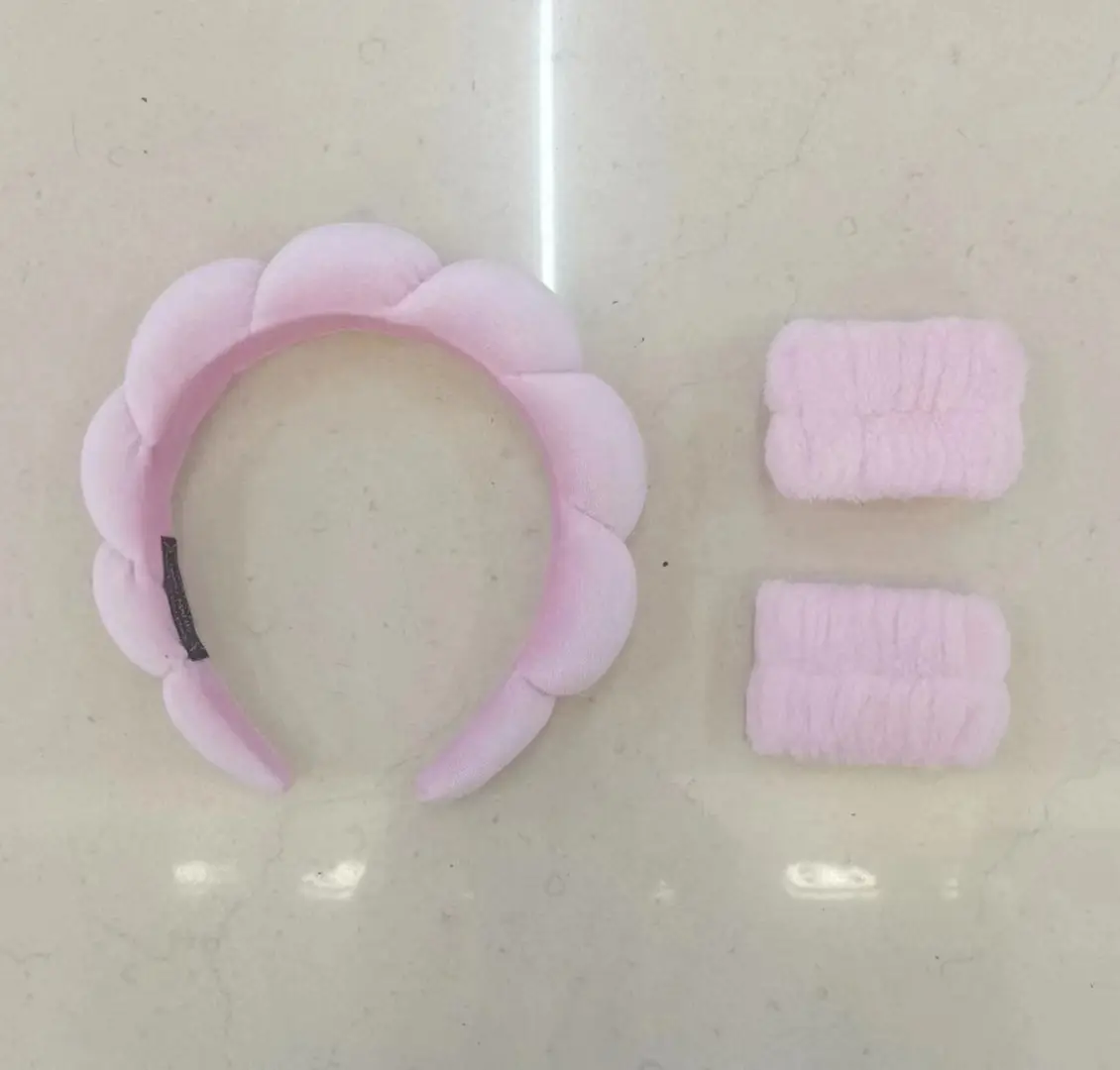 Gold Velvet Spa Headband with Skull Top Design — feature 6