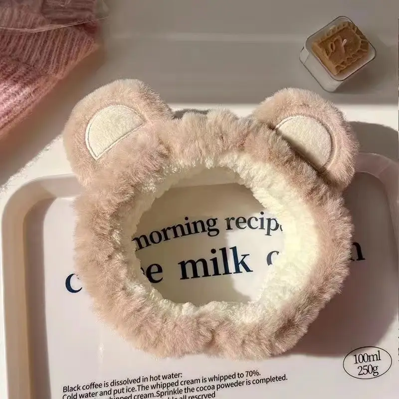 Pink Bear Headband with "Morning Reine Milk" Design