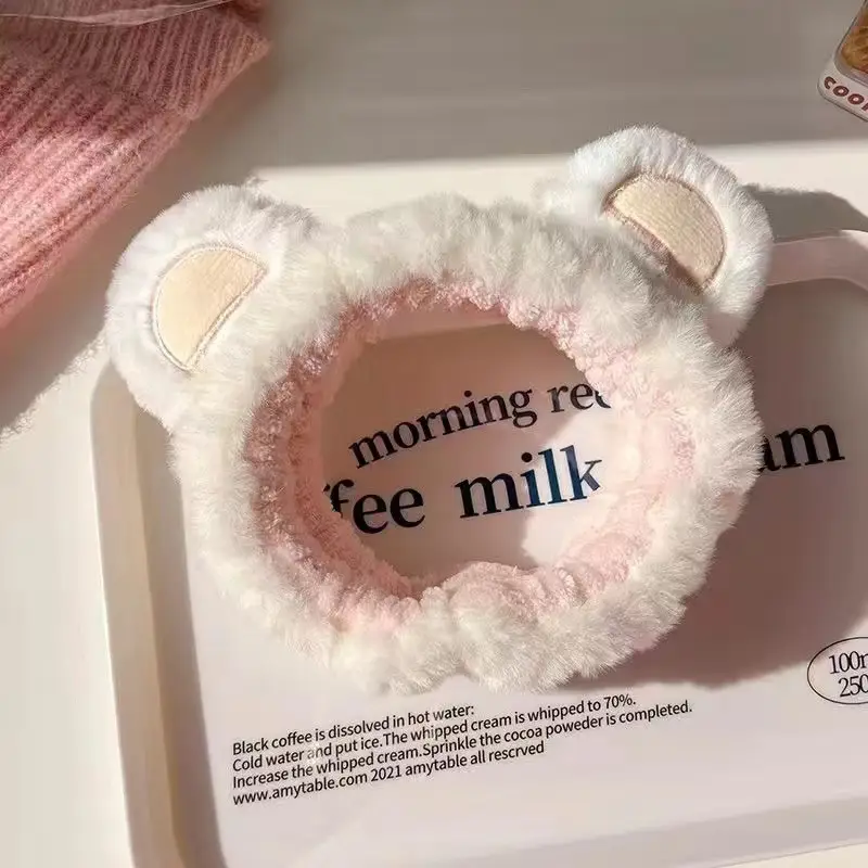 Pink Bear Headband with "Morning Reine Milk" Design