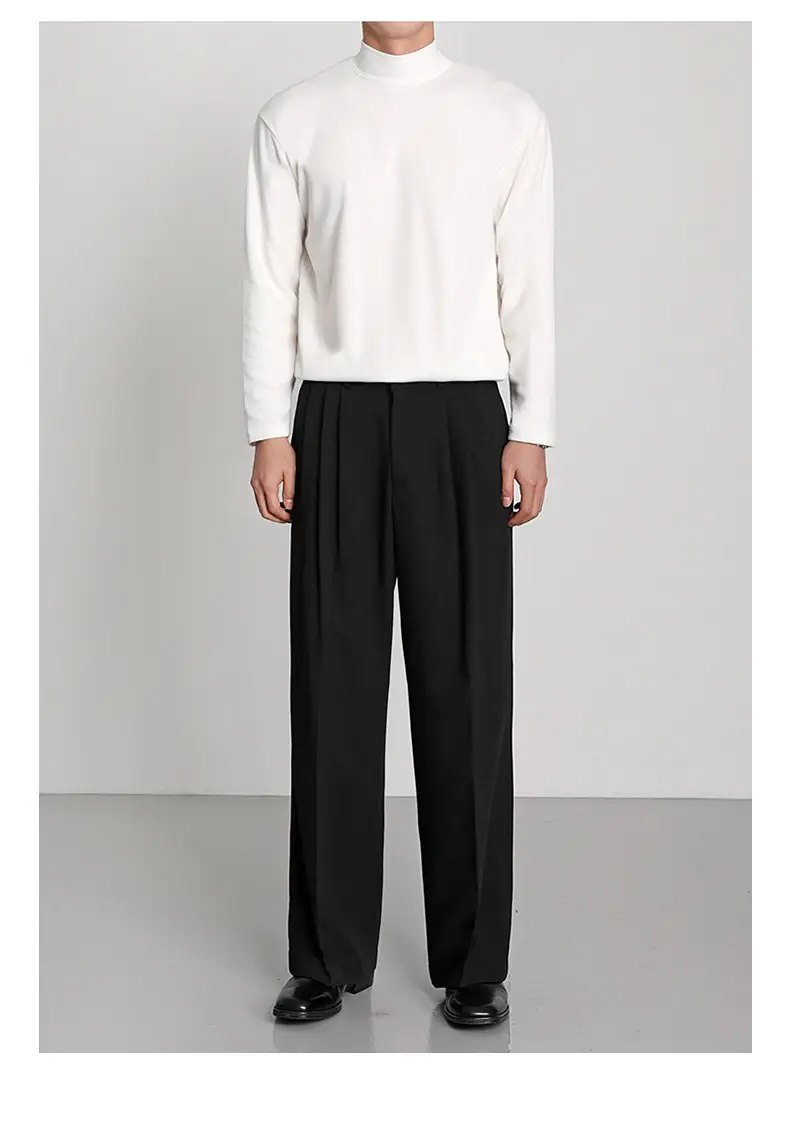 Men's White Knit Half-High Collar Sweater — feature 13