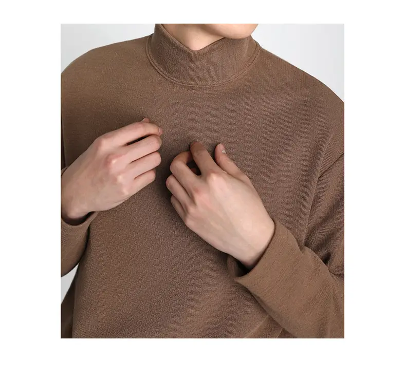 Men's White Knit Half-High Collar Sweater — feature 14