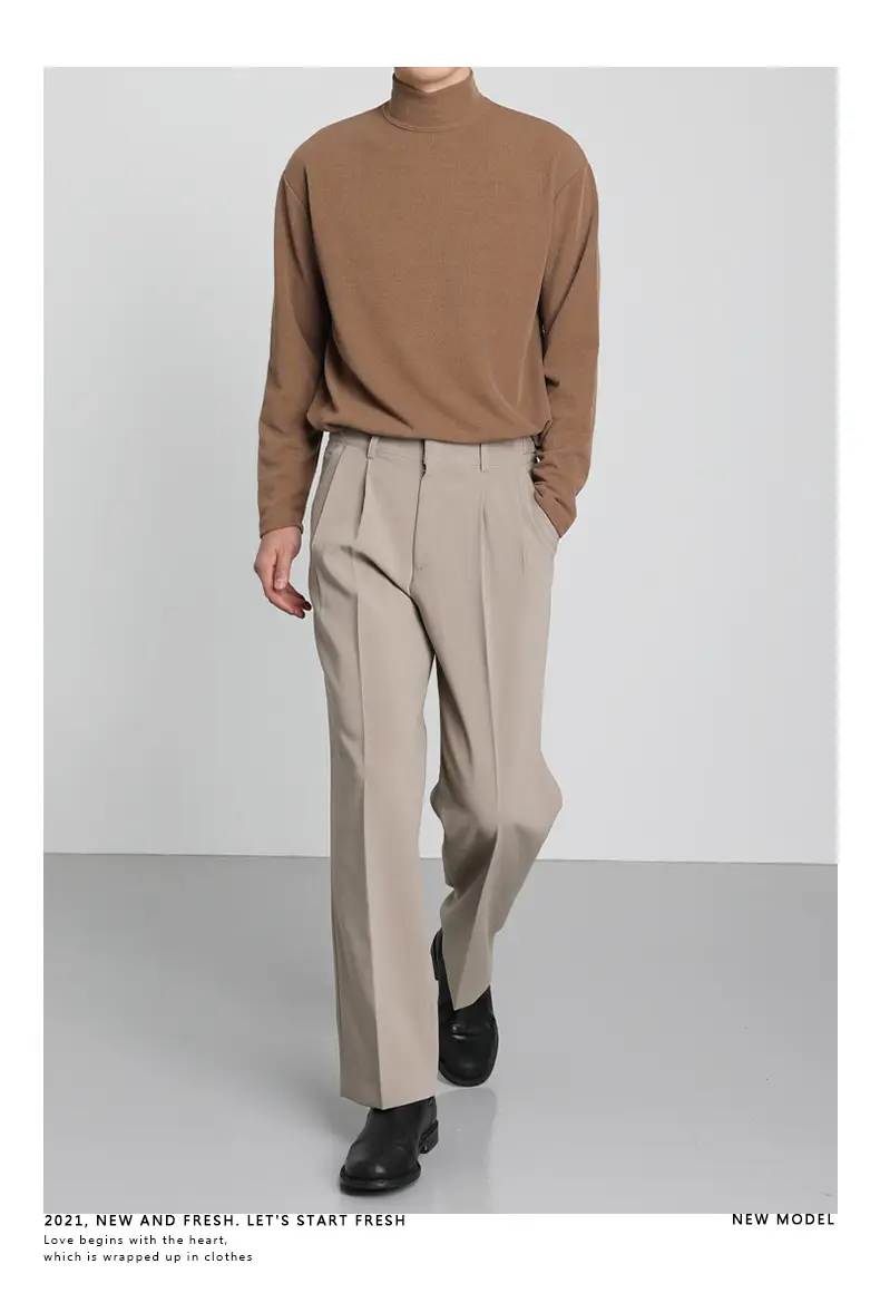 Men's White Knit Half-High Collar Sweater — feature 15