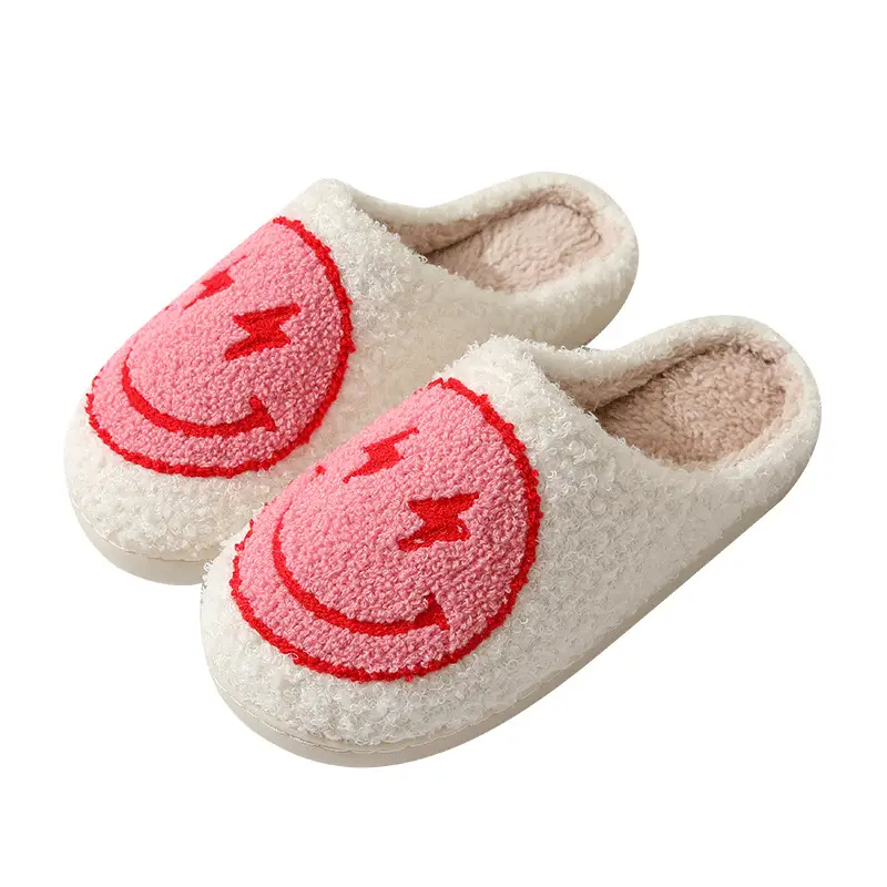Cross-border Winter Lightning smiley face cotton slippers wholesale women's indoor household non-slip home autumn and winter warm slippers - Image 14