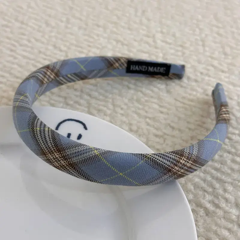 Plaid Fabric Sponge Headband for Girls Summer - Image 2