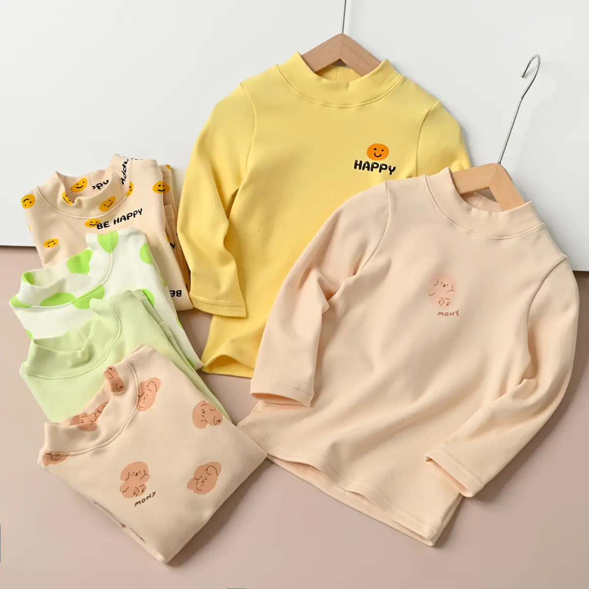 Children's Cartoon T-Shirt Set Yellow Beige Spring Autumn - Image 6