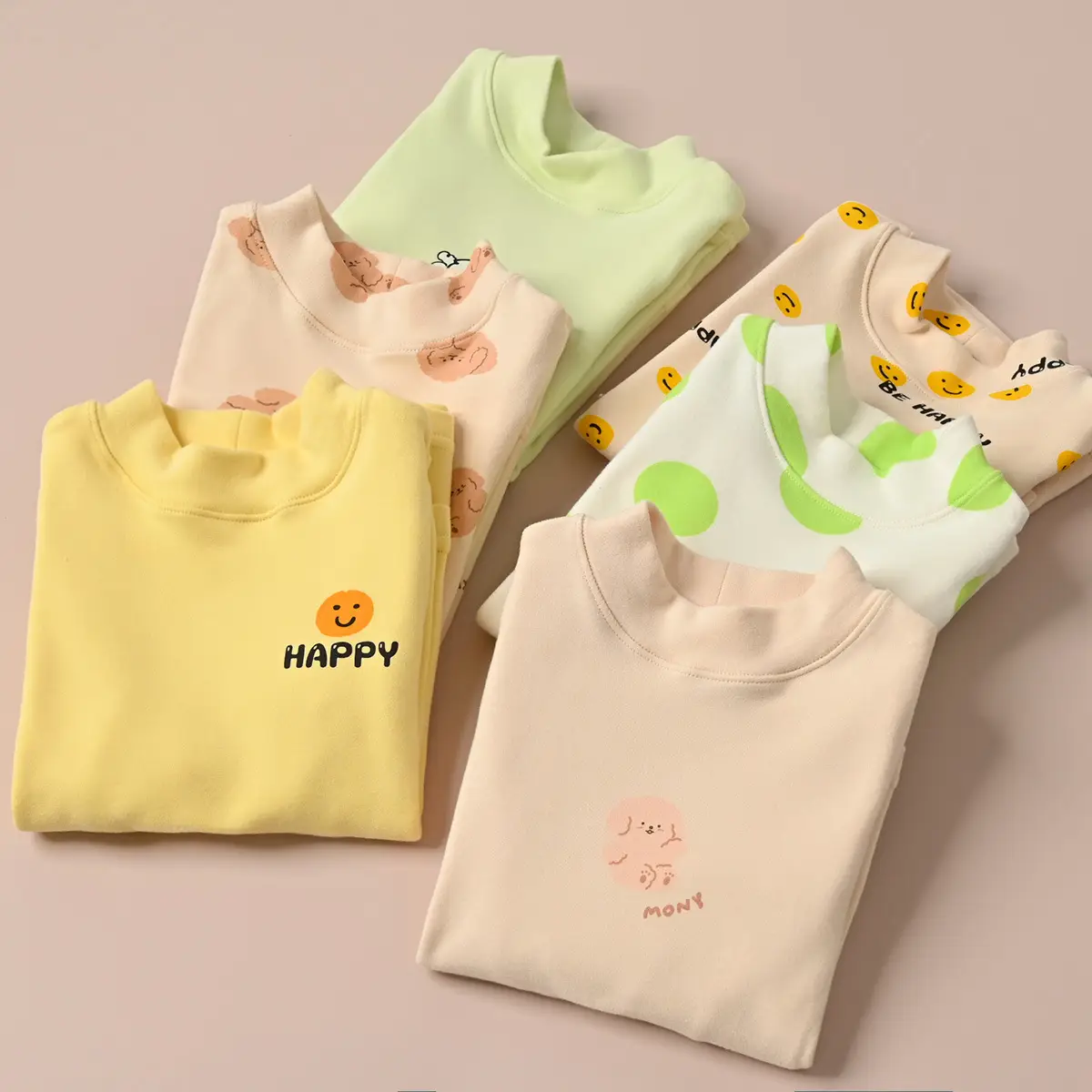 Children's Cartoon T-Shirt Set Yellow Beige Spring Autumn - Image 8