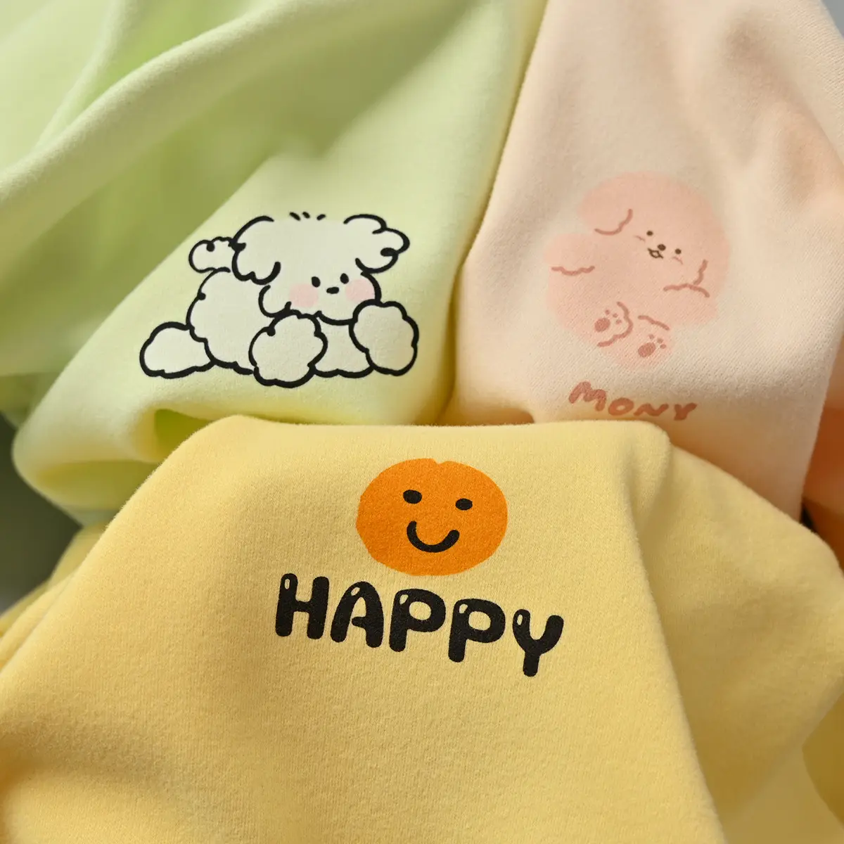 Children's Cartoon T-Shirt Set Yellow Beige Spring Autumn - Image 9