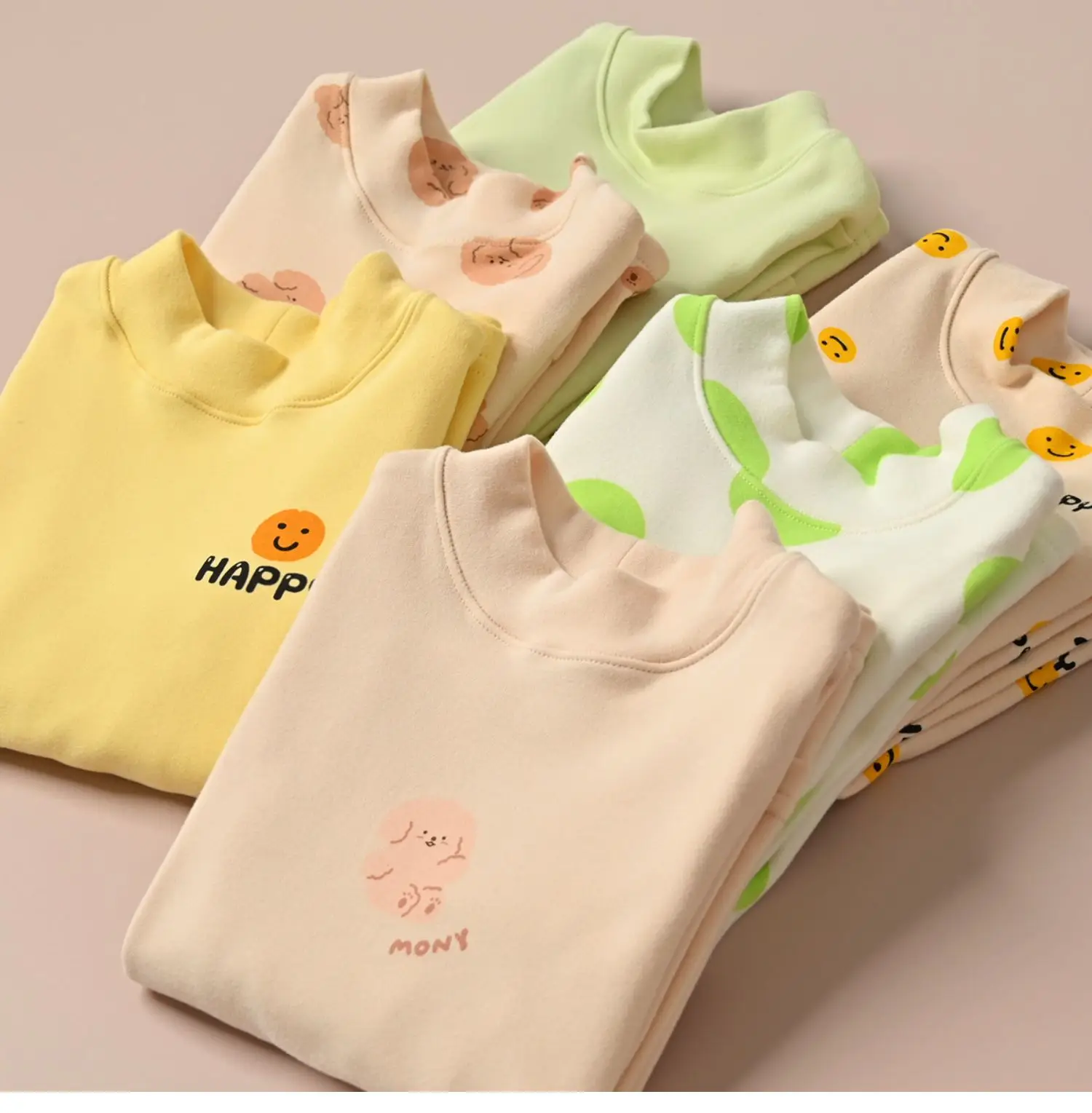 Children's Cartoon T-Shirt Set Yellow Beige Spring Autumn — feature 5