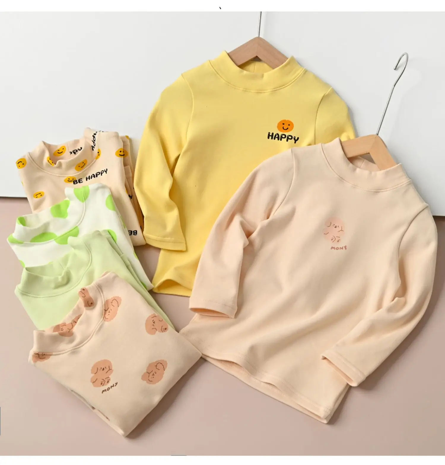 Children's Cartoon T-Shirt Set Yellow Beige Spring Autumn — feature 6
