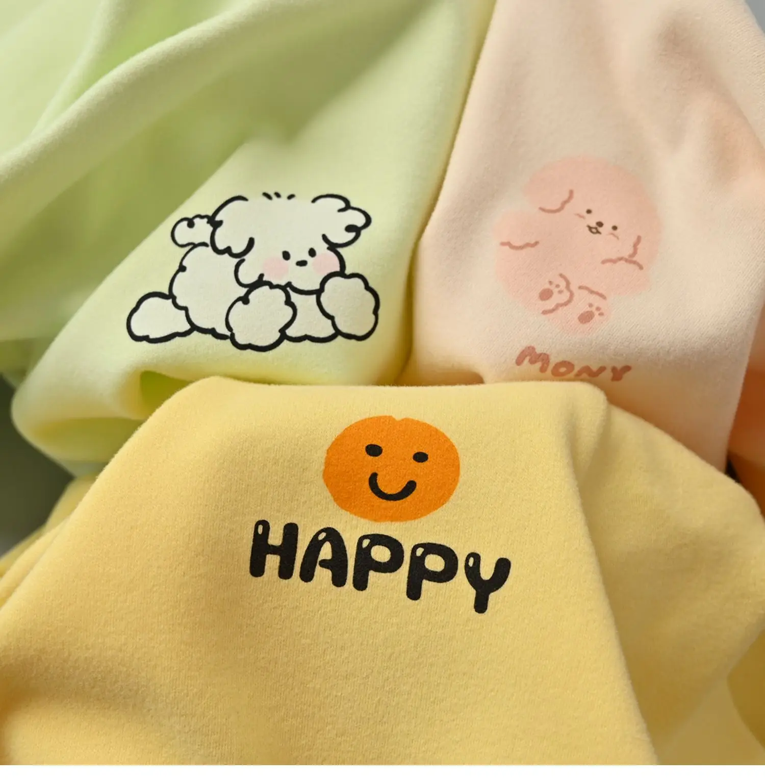 Children's Cartoon T-Shirt Set Yellow Beige Spring Autumn — feature 8