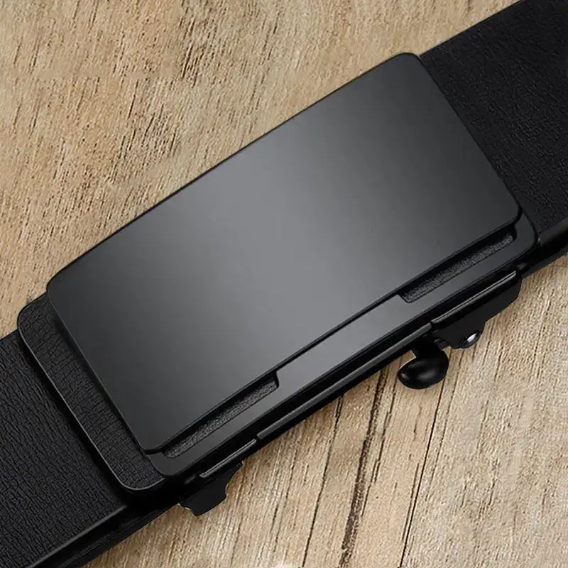 Men's Black Leather Belt with Automatic Buckle - Image 3